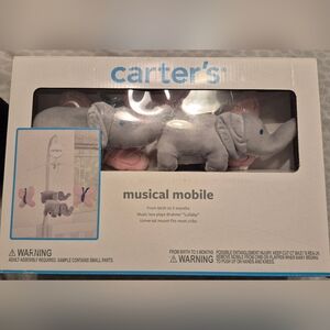 Carter's Pink and Gray Elephant Musical Mobile. NIB